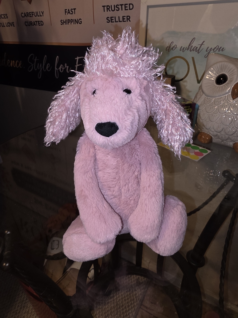 Retired Jellycat Bashful Pink Poodle Medium 12" Plush EUC